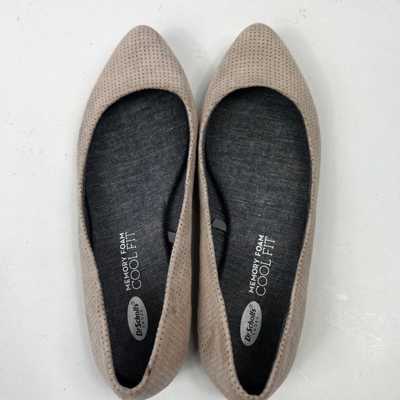 Dr Scholls Taupe Memory Foam Cool Fit Flat Shoes Sz 7M Perforated Suede - Picture 3 of 9